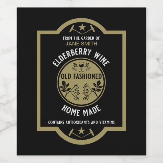 Custom Homemade Elderberry Weinetikett (Einzelnes Label)
