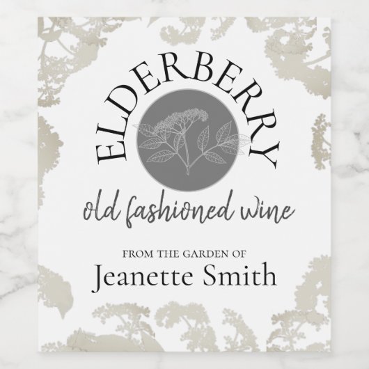 Custom Homemade Elderberry Wine Weinetikett (Einzelnes Label)
