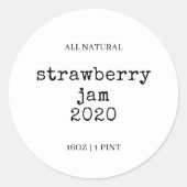 Custom Homemade Food Jar Label Runder Aufkleber (Vorderseite)