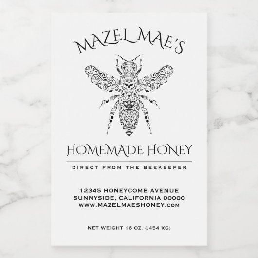 Custom Homemade Honey Lebensmitteletikett (Einzelnes Label)