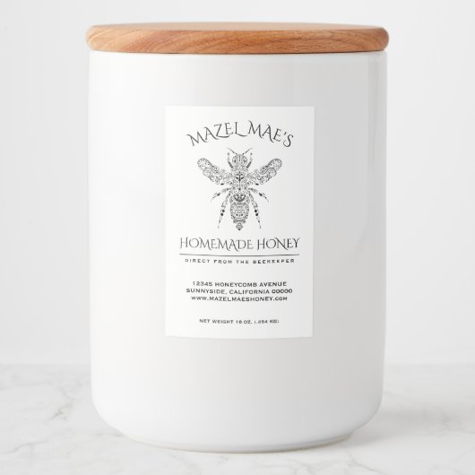 Custom Homemade Honey Lebensmitteletikett (Vorderseite)
