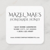 Custom Homemade Honey Quadratische Visitenkarte (Rückseite)