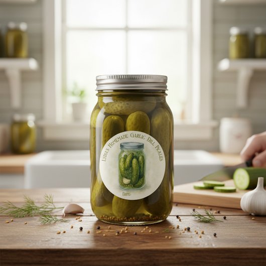 Custom Homemade Knolic Dill Pickles Runder Aufkleber