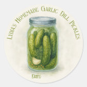 Custom Homemade Knolic Dill Pickles Runder Aufkleber (Vorderseite)