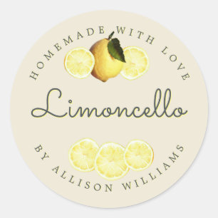 Custom Homemade Limoncello Antikes Weiß Runder Aufkleber