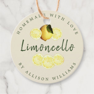 Custom Homemade Limoncello Antikes Weißes Flaschen Geschenkanhänger