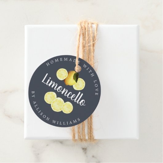 Custom Homemade Limoncello Dark Blue Flasche Geschenkanhänger (Beispiel)