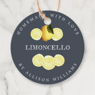 Custom Homemade Limoncello Dark Blue Flasche Geschenkanhänger