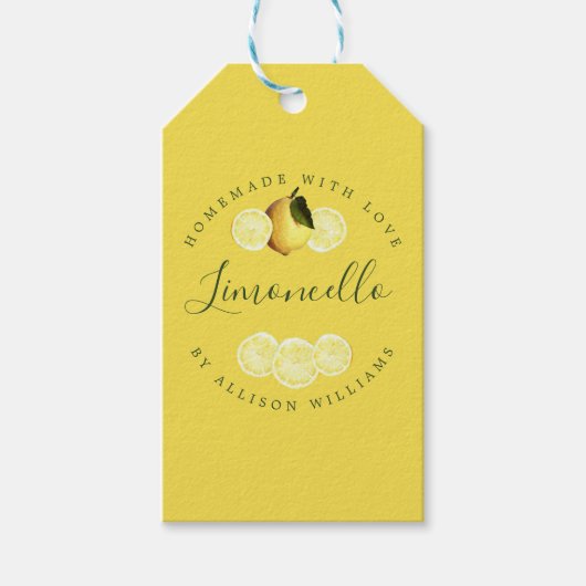 Custom Homemade Limoncello Gelb Geschenkanhänger (Vorderseite)