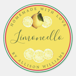 Custom Homemade Limoncello Italienische Flagge Tri Runder Aufkleber