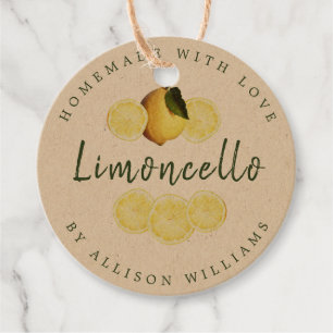 Custom Homemade Limoncello Kraft Gefälligkeitstric Geschenkanhänger