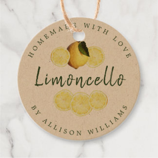 Custom Homemade Limoncello Kraft Gefälligkeitstric Geschenkanhänger