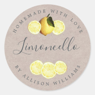 Custom Homemade Limoncello Kraft Papier Label Runder Aufkleber