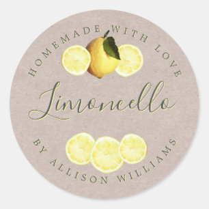 Custom Homemade Limoncello Kraft Papier Label Runder Aufkleber