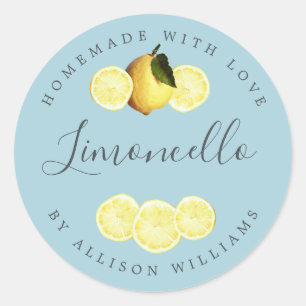 Custom Homemade Limoncello Label Blau Runder Aufkleber