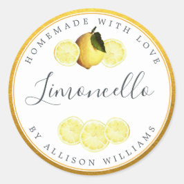 Custom Homemade Limoncello Label Champagne Gold Runder Aufkleber