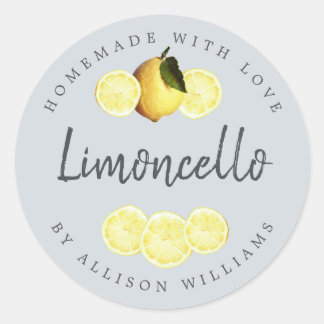Custom Homemade Limoncello Label Pastel Blue Runder Aufkleber