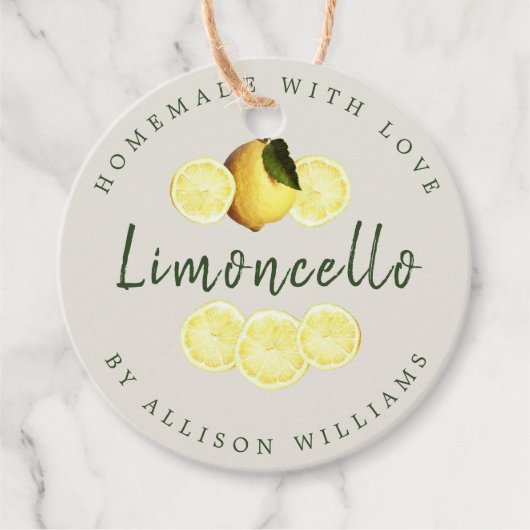 Custom Homemade Limoncello Light Gray Geschenkanhänger (Vorderseite)