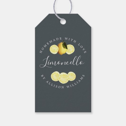 Custom Homemade Limoncello Off-Black Geschenketike Geschenkanhänger (Vorderseite)