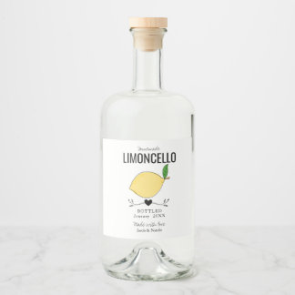 custom homemade limoncello wedding favor alkoholflaschenetikett