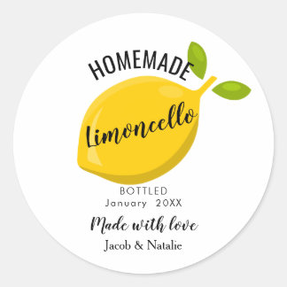 custom homemade limoncello wedding favor runder aufkleber