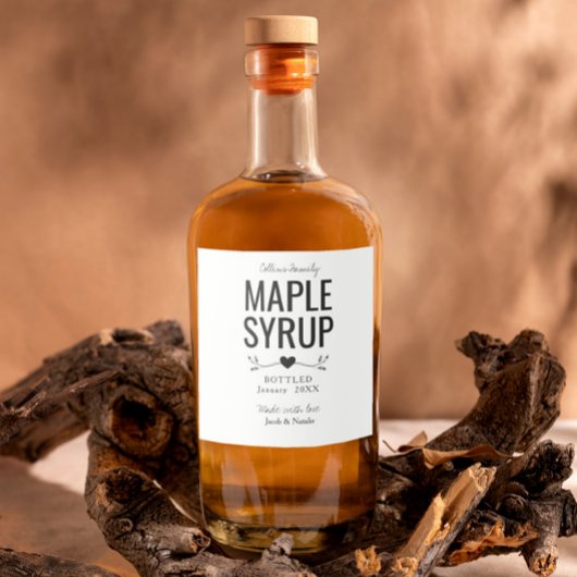 custom homemade maple syrup wedding favor alkoholflaschenetikett