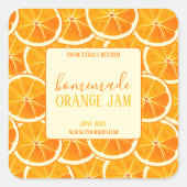 Custom Homemade Orange Jam Label Quadratischer Aufkleber (Vorderseite)