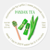 Custom Homemade Pandan Tea Round Label Sticker (Vorderseite)