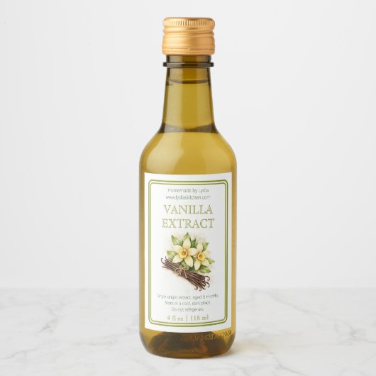 Custom Homemade Vanilla Extract Label Weinetikett (Vorderseite)