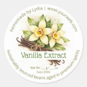 Custom Homemade Vanilla Extract Round Sticker (Vorderseite)
