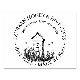 Custom Honey Apiary Briefmarke mit Hive and Bienen Gummistempel