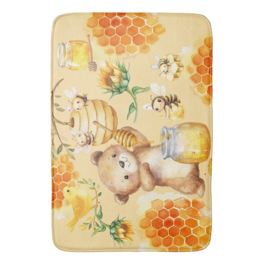Custom Honey Bear Bienen Badematte (Vorderseite Vertikal)