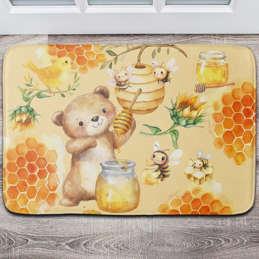 Custom Honey Bear Bienen Badematte
