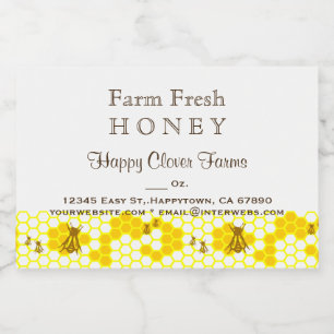 Custom Honey Bee Honeycomb 3" x 2" Food Label Lebensmitteletikett