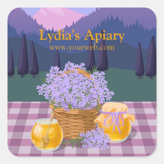 Custom Honey & Lavender Quadratischer Aufkleber (Vorderseite)