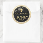 Custom Honeycomb Bee Raw Honey Yellow Border Runder Aufkleber (Tasche)