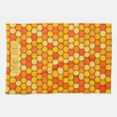 Custom Honeycomb Bright Orange und Golden Beehive Geschirrtuch (Horizontal)