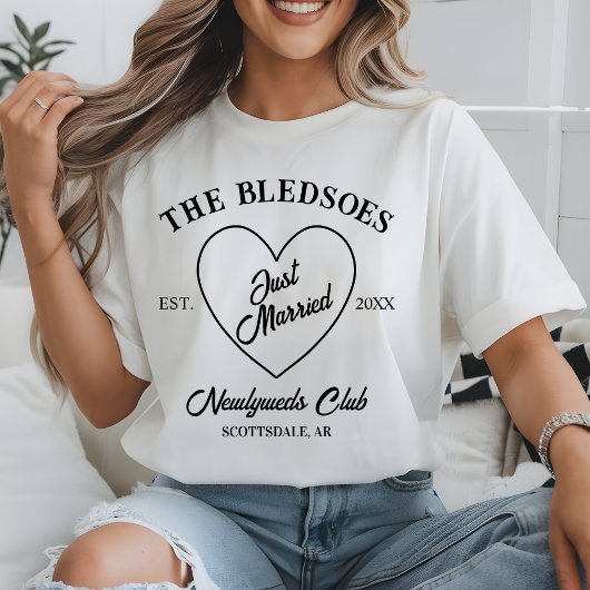 Custom Honeymoon Social Club Just Married Mr & Mrs T-Shirt