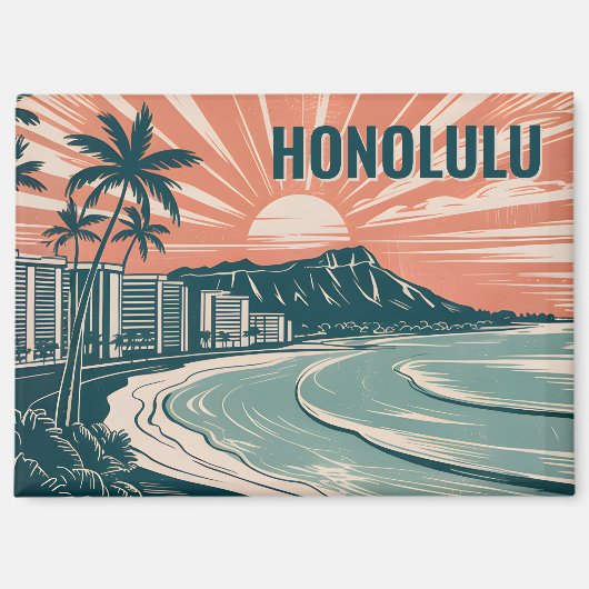 Custom Honolulu Waikiki Diamond Head Landschaftlic Magnet (Vorderseite)
