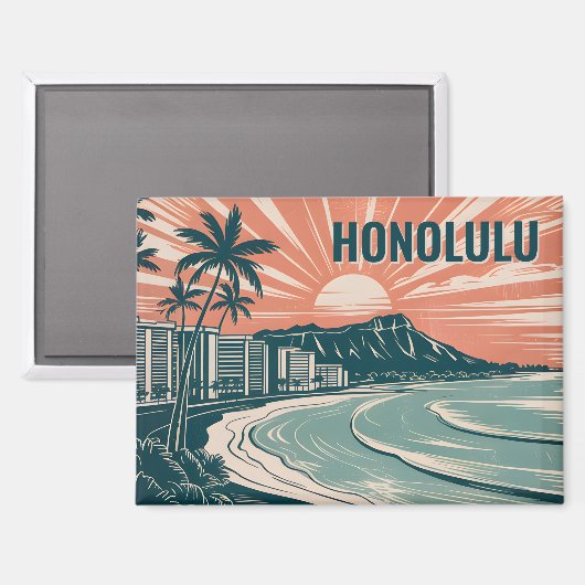 Custom Honolulu Waikiki Diamond Head Landschaftlic Magnet (Vorderseite/Rückseite)