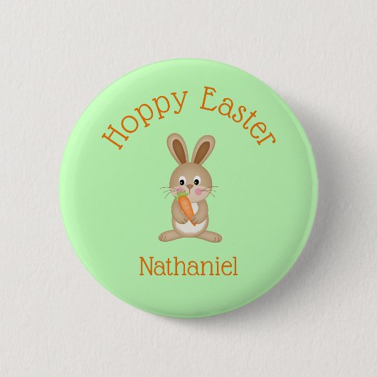Custom Hoppy Osteradorable Bunny mit Carrot Button (Vorderseite)