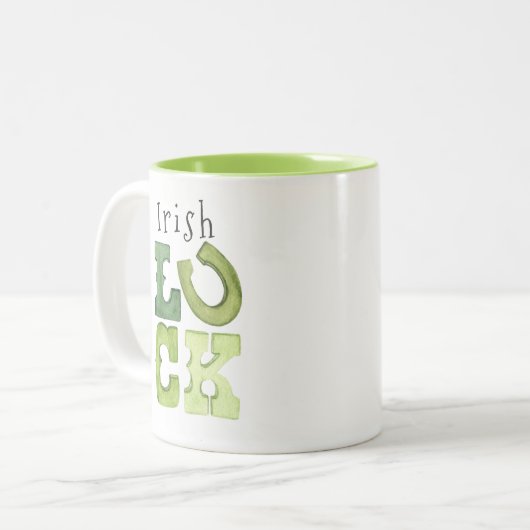 Custom Horeuh Irish Luck St Patricks Day Zweifarbige Tasse (Vorderseite Links)