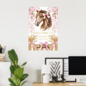 Custom Horse Design with Cherry Blossoms & Hay Poster (Heimbüro)