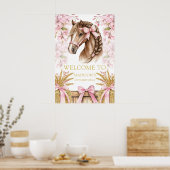 Custom Horse Design with Cherry Blossoms & Hay Poster (Küche)