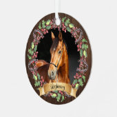 Custom Horse Foto Rustikale Weihnachten Ornament Aus Metall (Vorderseite links)