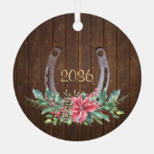 Custom Horse Foto Rustikale Weihnachten Ornament Aus Metall (Rückseite)