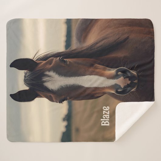 Custom Horse Lover Sherpa Blanket Reittier Geschen Sherpadecke (Vorderseite (Horizontal))