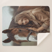 Custom Horse Lover Sherpa Blanket Reittier Geschen Sherpadecke (Vorderseite (Horizontal))