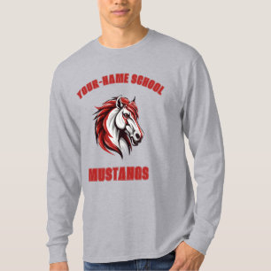 CUSTOM Horse Mustang Stallion Mascot   Rot & Grau T-Shirt