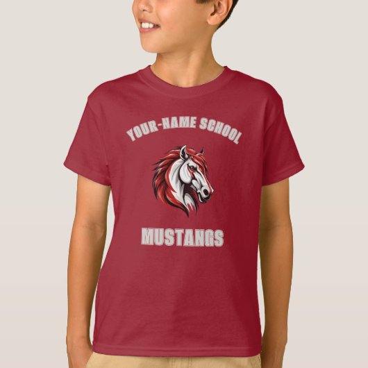 CUSTOM Horse Mustang Stallion Mascot | Rot & Grau T-Shirt (Vorderseite)